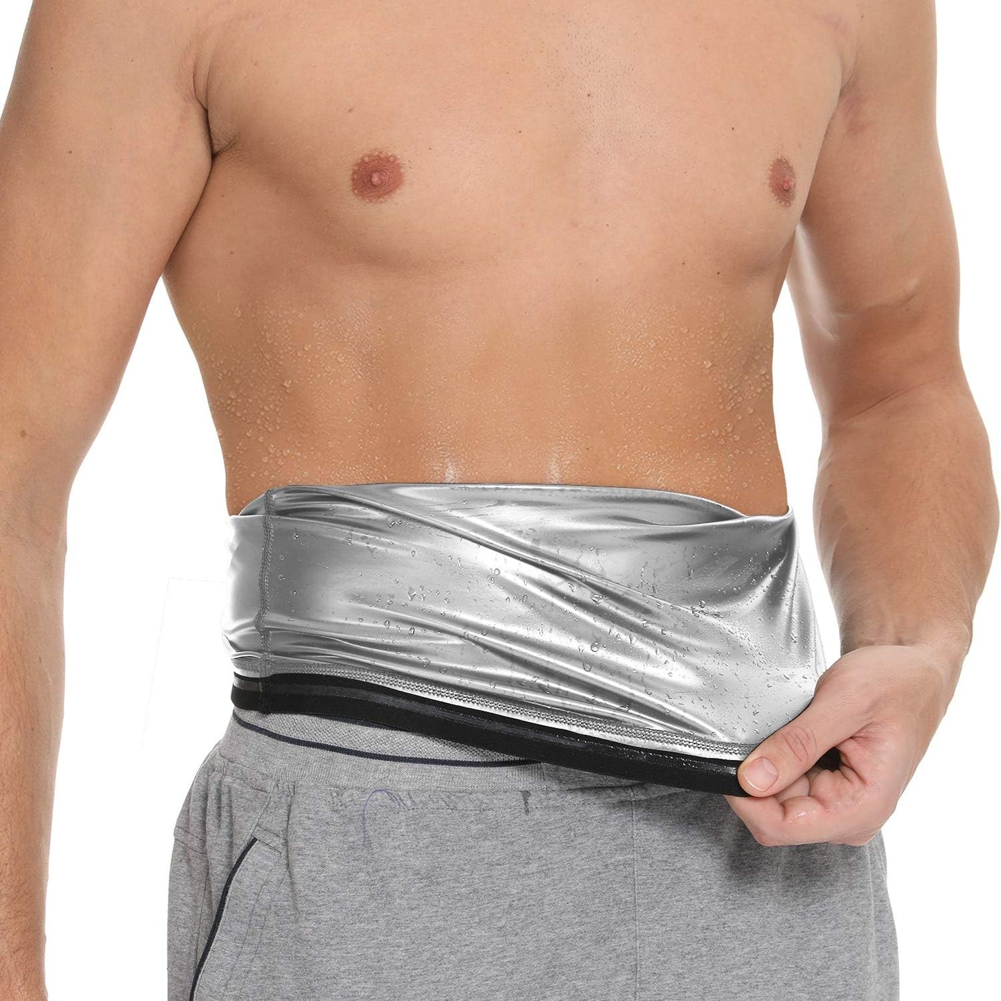 Elevate Your Fitness Game with Our Silver Sauna Belt Waist Trimmer for Men – Maximize Sweat and Shape Your Core!