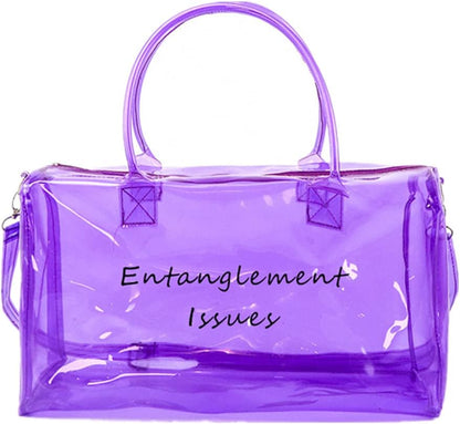 Clear Gym Bag for Women, Clear PVC Tote Bag Large Sports Duffel Bag Bright Candy Color Jelly Bag with Durable Metal Zipper for Gym, Travel, Beach Purple